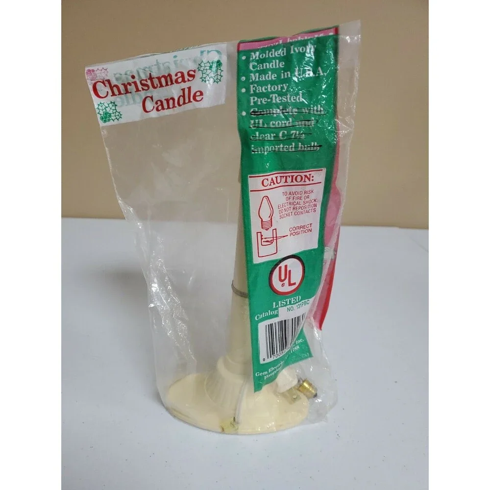 2 Vintage Plastic Drip Wax Christmas Candles Gem New
